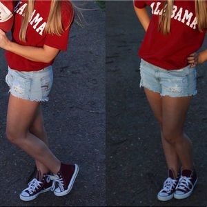 AE Distressed Denim Shorts w Lace Underlay